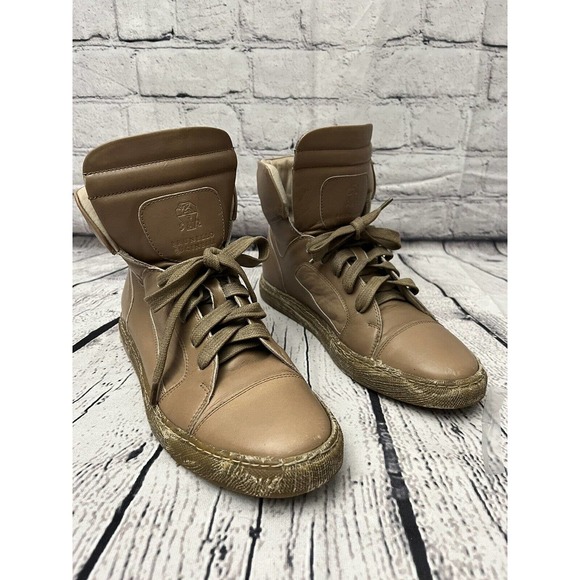 Brunello Cucinelli Taupe Leather High Top Sneakers NEW Sz. 38 EU/8 US